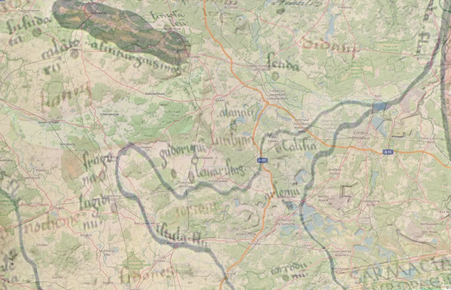 Sven Mildner - Der Vistula Fluvius - Germania Magna Overlay mit Stragona, Budorigum, Calisia, Rorrom bzw. Karrodounon - Herzberg, Doberlug-Kirchhain, Calau